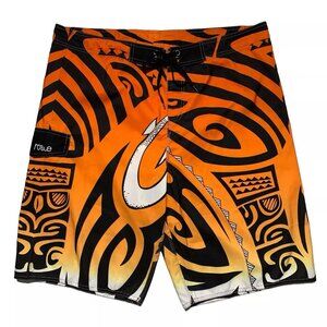 Nonwe Wave Board Shorts Swim Trunks Size 40 Orange Black 1 Pocket Mesh Brief
